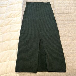 Free people forest green knit skirt